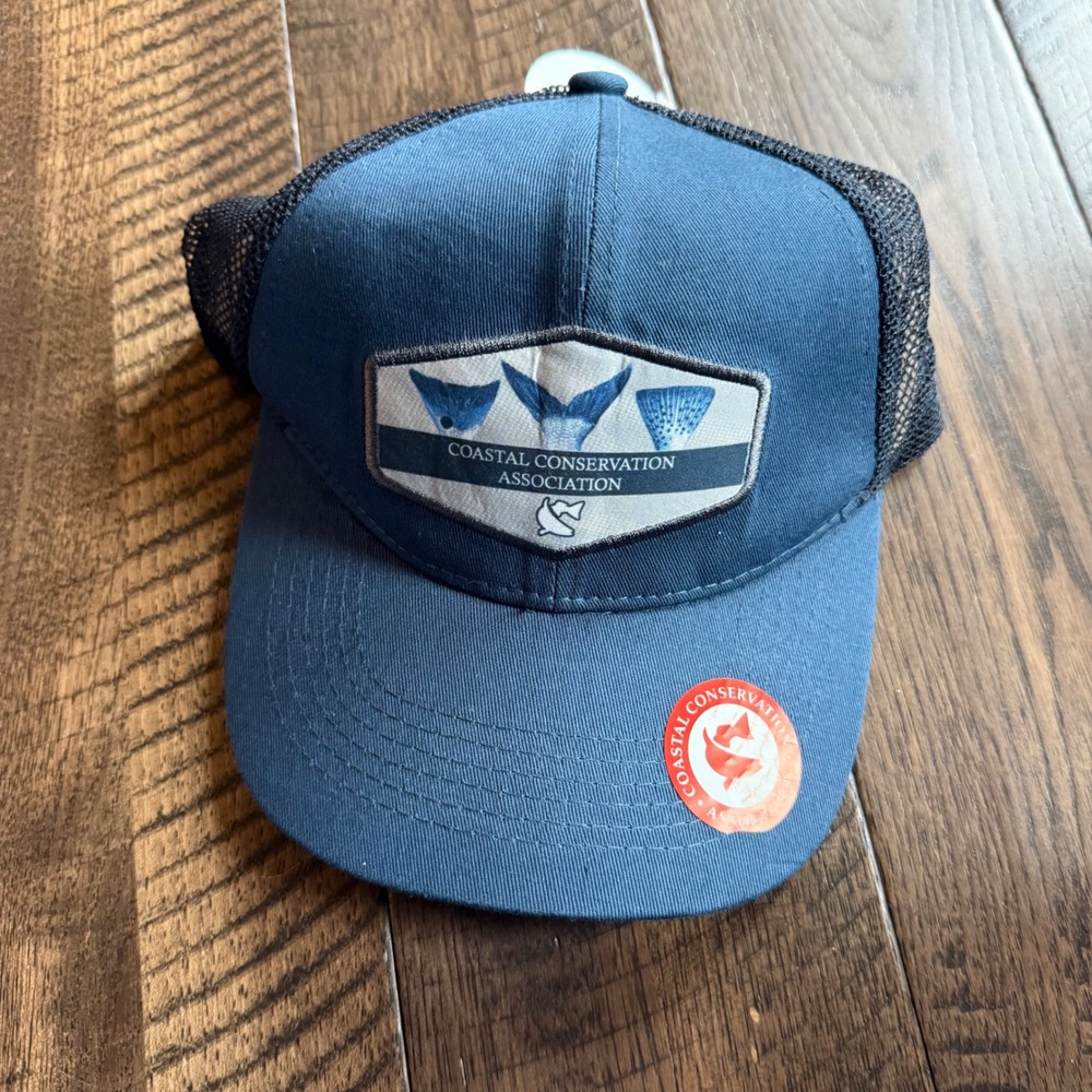 Coastal Conservation Association CCA Trucker Hat Navy Blue Fish Tail Patch NEW